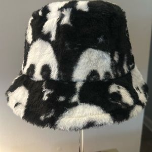 Black & White Plush Panda Bucket Hat